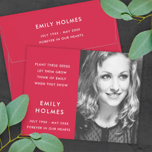 Memorial Seed Packet   Modern Pink Funeral Favour Envelope