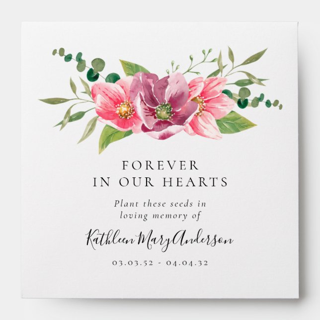 Memorial Seed Packet - Pink Florals Envelope (Front)