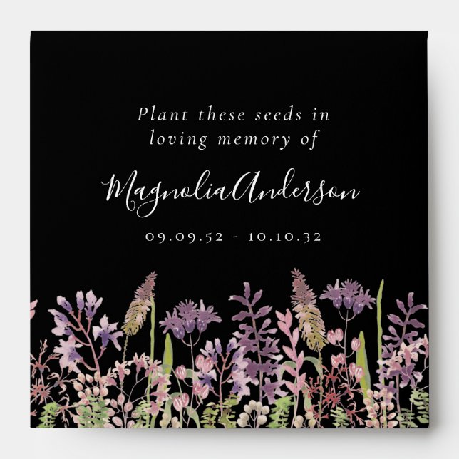 Memorial Seed Packet | Wildflower Lavender Envelope (Front)