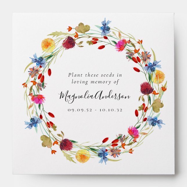 Memorial Seed Packet | Wildflower Wreath Envelope (Front)