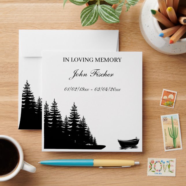 Memorial Seed Packets Fishing Funeral Wildflower Envelope (Desk)