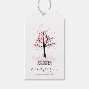 Memorial Seeds Pink Blossom Tree Funeral Keepsake Gift Tags