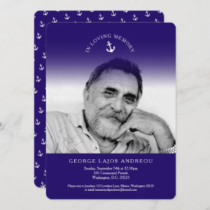 Memorial service anchor sea funeral invitations