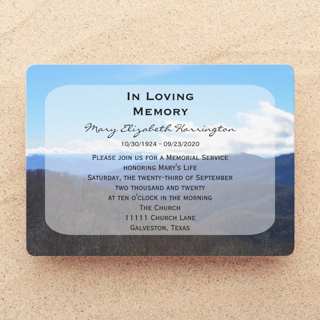 Memorial Service Announcement Invitation Mountains (Creator Uploaded)