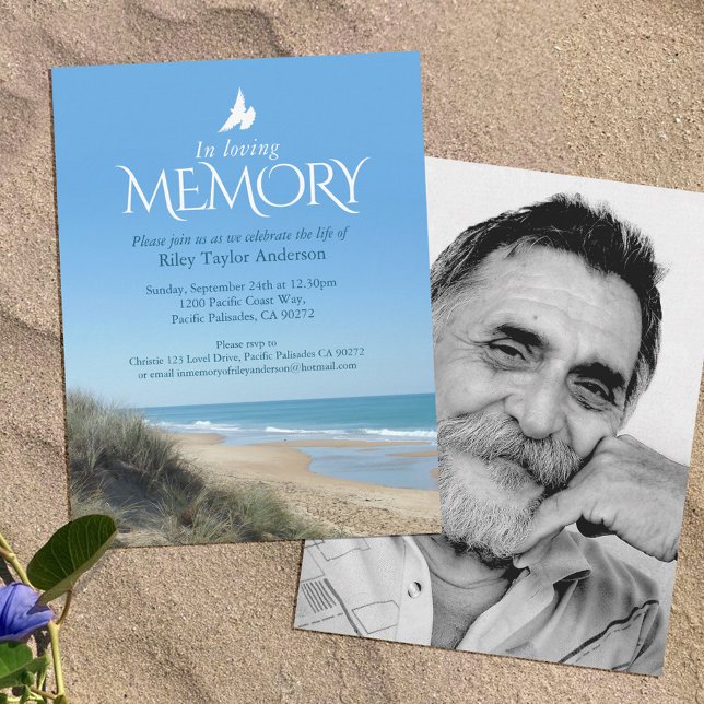 Memorial service beach funeral invitations (Creator Uploaded)