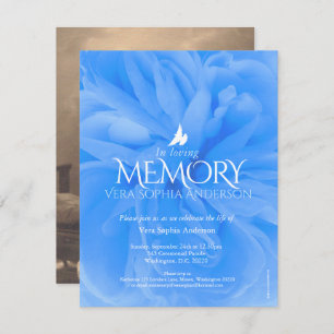 Memorial service blue rose funeral invitations