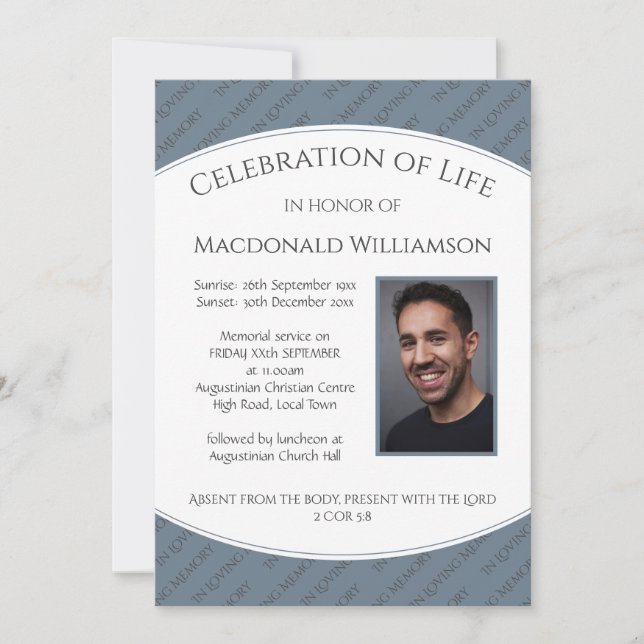 Memorial Service | CELEBRATION OF LIFE Dusky Blue Invitation (Front)