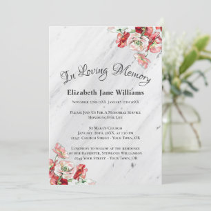 Memorial Service Celebration of Life   Poppy Invitation