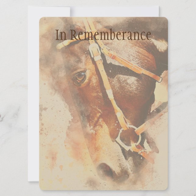 Memorial Service Classic Watercolor Horse Invitati Invitation (Front)