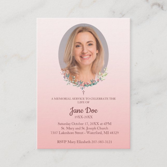 Memorial Service Design for Dear Ones Funeral Business Card (Front)