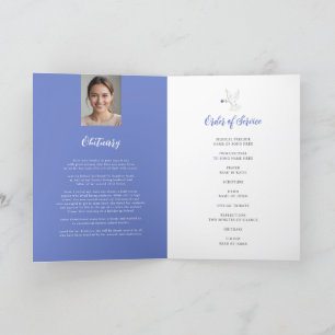 Memorial service funeral dove blue rose photo program