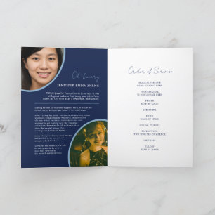 Memorial service funeral heart oval photo blue pro program