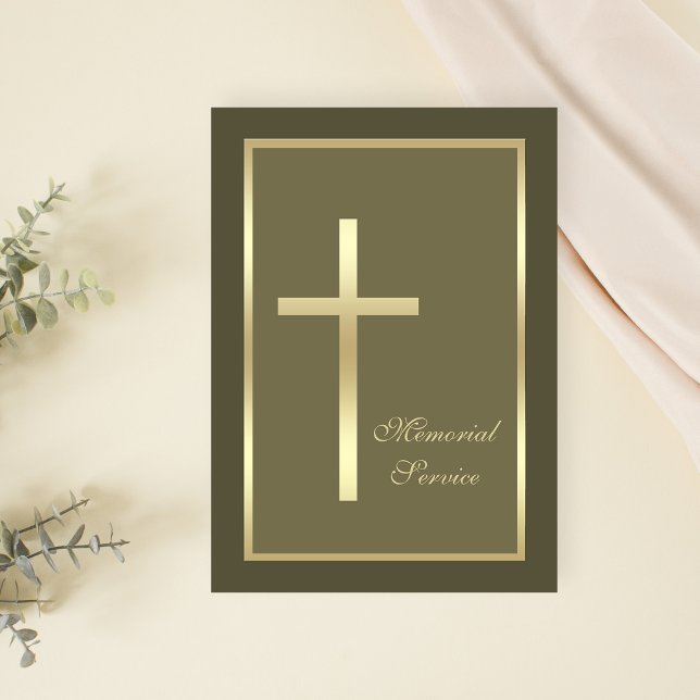 Memorial Service Gold Cross Invitation (Creator Uploaded)