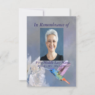 Memorial Service Hummingbird Garden Flower Custom Invitation