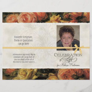 Memorial Service Impressionist Coral Yellow Rose 2