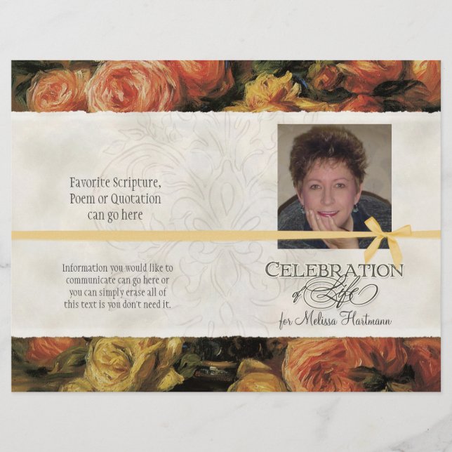 Memorial Service Impressionist Coral Yellow Rose 2 (Front)