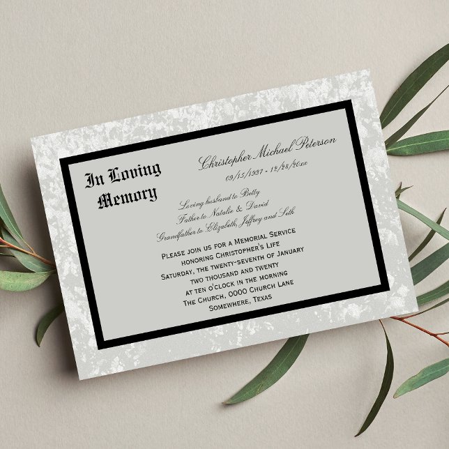 Memorial Service Invitation  -- Classic Design (Creator Uploaded)