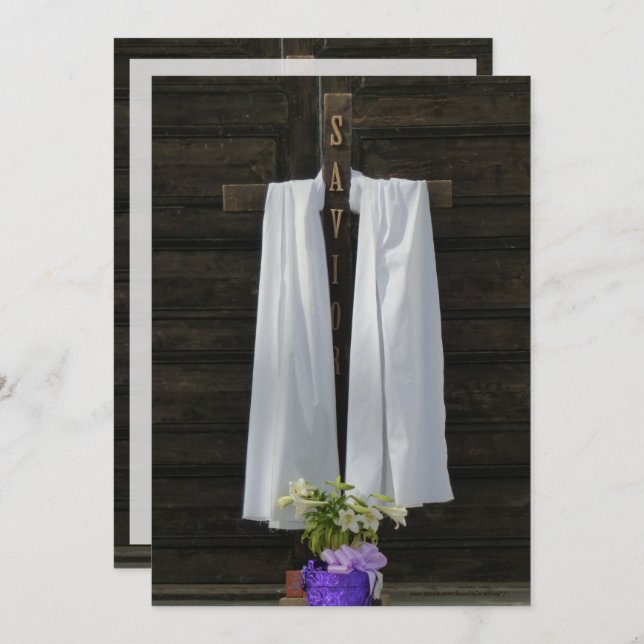 Memorial Service Invitation, Draped Cross Invitation (Front/Back)