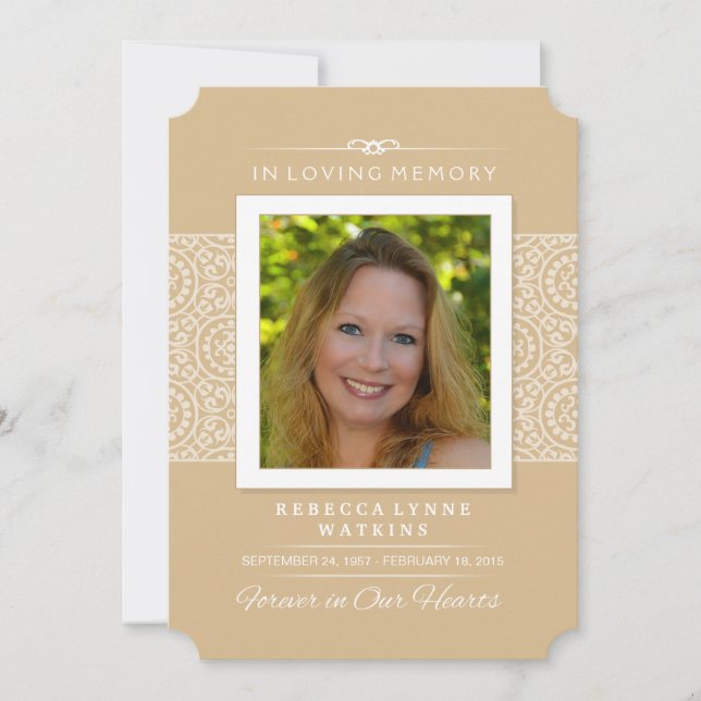 Memorial Service Invitation - Elegant Gold & White (Front)
