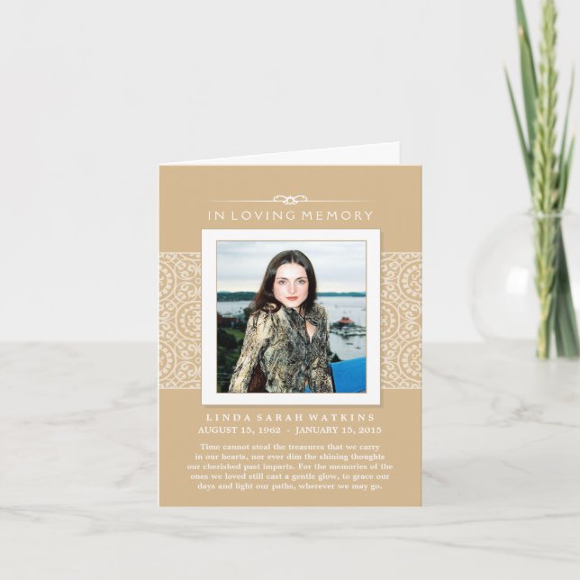 Memorial Service Invitation Elegant Gold & White (Front)