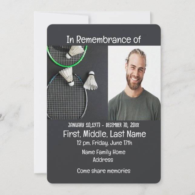 Memorial Service Invite Badminton (Front)