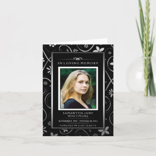 Memorial Service Invite - Black White Floral Card