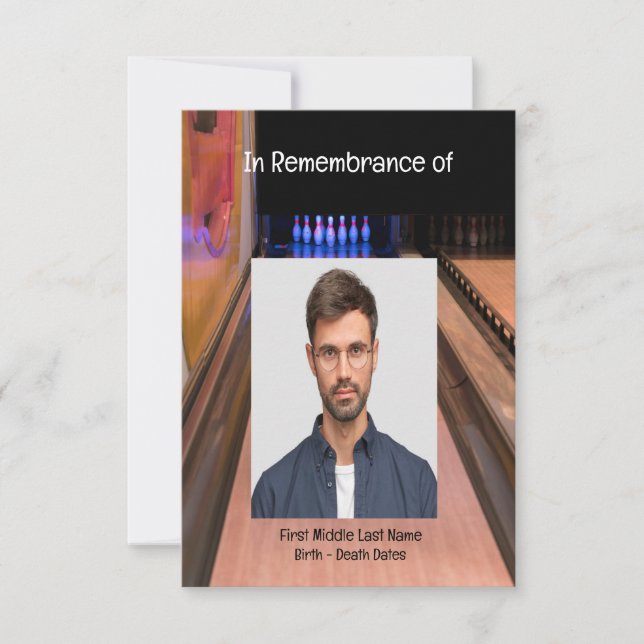 Memorial Service Invite Bowling Lane Bowler (Front)