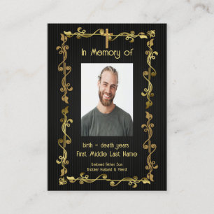 Memorial Service Invite Classic Modern Black Gold 