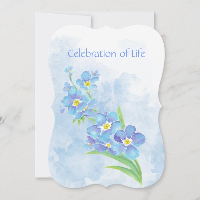 Memorial Service Invite Forget Me Not Flower Art (Front)