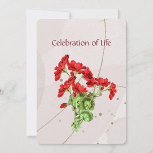 Memorial Service Invite Geranium Flower Art