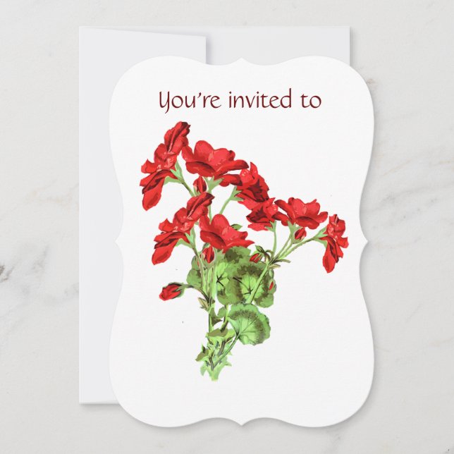 Memorial Service Invite Geranium Flower Art (Front)