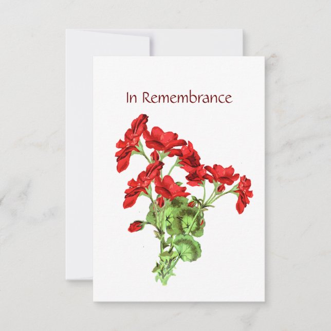 Memorial Service Invite Geranium Flower Art (Front)