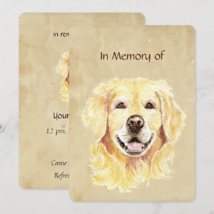 Memorial Service Invite Golden Retriever Dog Pet