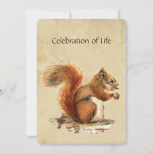 Memorial Service Invite Golden Squirrel Animal