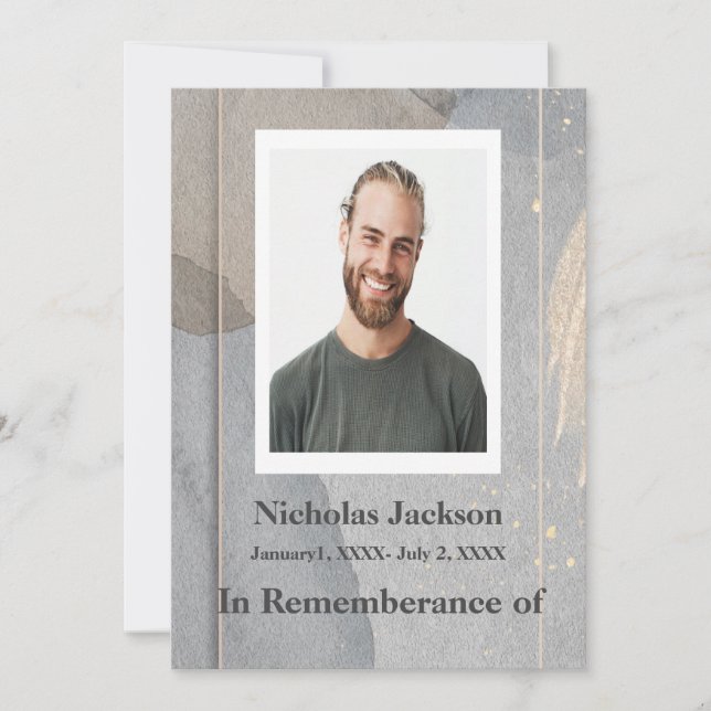 Memorial Service Invite Granite Stone Grey Grey  (Front)