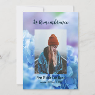 Memorial Service Invite Hydrangea  Garden Flowers