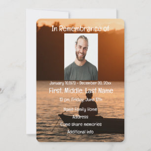 Memorial Service Invite Lake Sunset Fishing