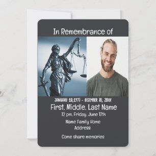 Memorial Service Invite Lawyer Law Legal