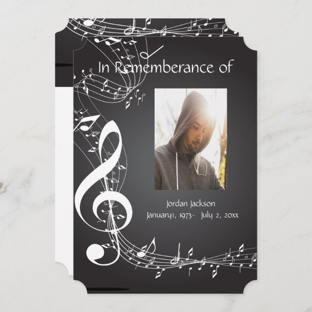 Memorial Service Invite Music Notes background (Front/Back)
