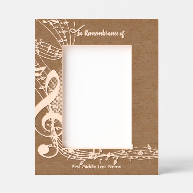 Memorial Service Invite Music Notes background Etched Frames (Front)