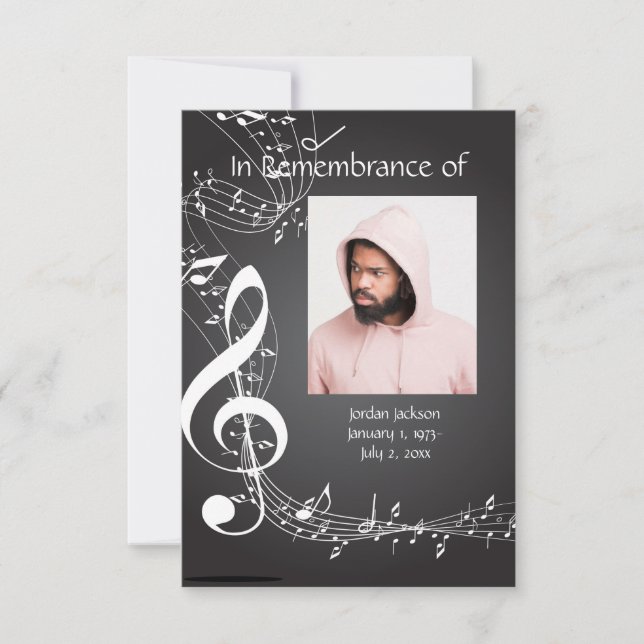 Memorial Service Invite Music Notes Custom (Front)