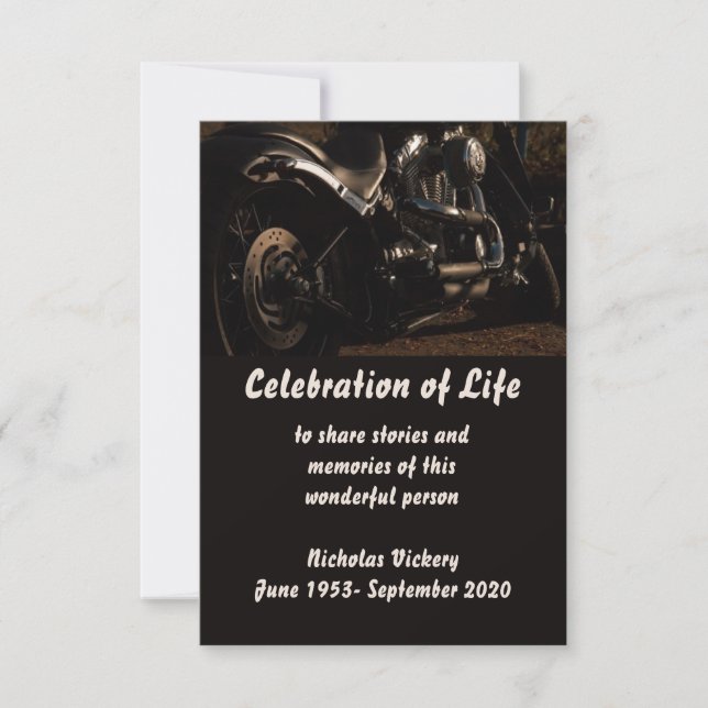 Memorial Service Invite Person Motorcycle Biker (Front)