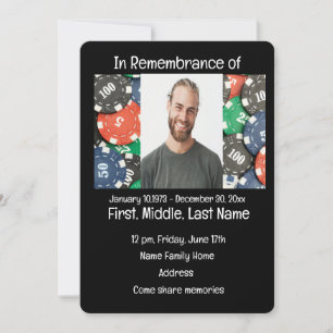 Memorial Service Invite Poker Card Game 