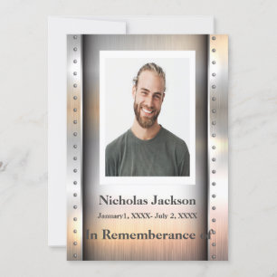 Memorial Service Invite Polished Metal Masculine