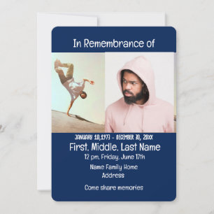 Memorial Service Invite  Skateboard, Skate Board