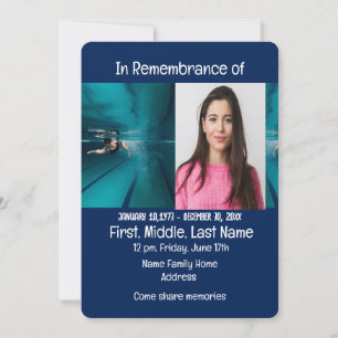Memorial Service Invite Swimming Swimmer 
