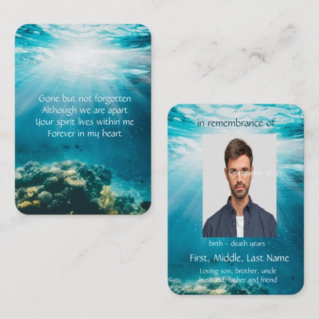 Memorial Service Invite Undersea Diving Marine (Front/Back)