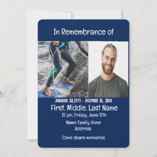 Memorial Service Invite Wakeboard Water Sports