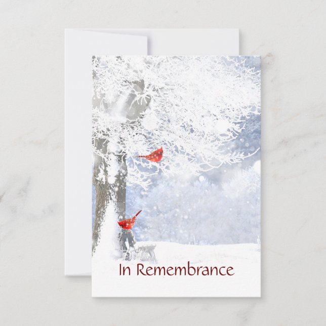 Memorial Service Invite Watercolor Cardinal Bird (Front)