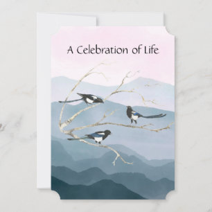 Memorial Service Invite Watercolor Magpie Bird